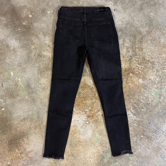 Madewell 10" High Rise Skinny Jeans Button Fly Faded Black Raw Hem 28T - Picture 2 of 5